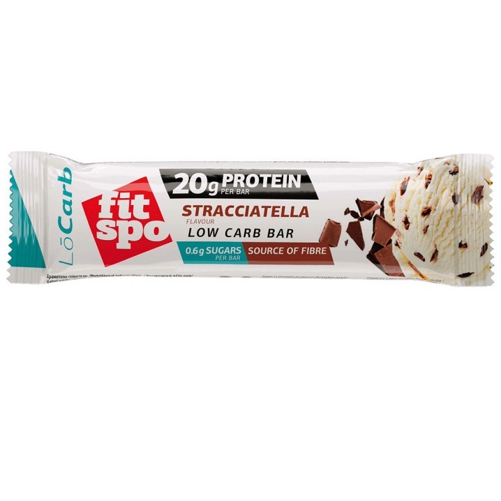 Baton proteic Fitspo LoCarb Protein Stracciatella, 60g