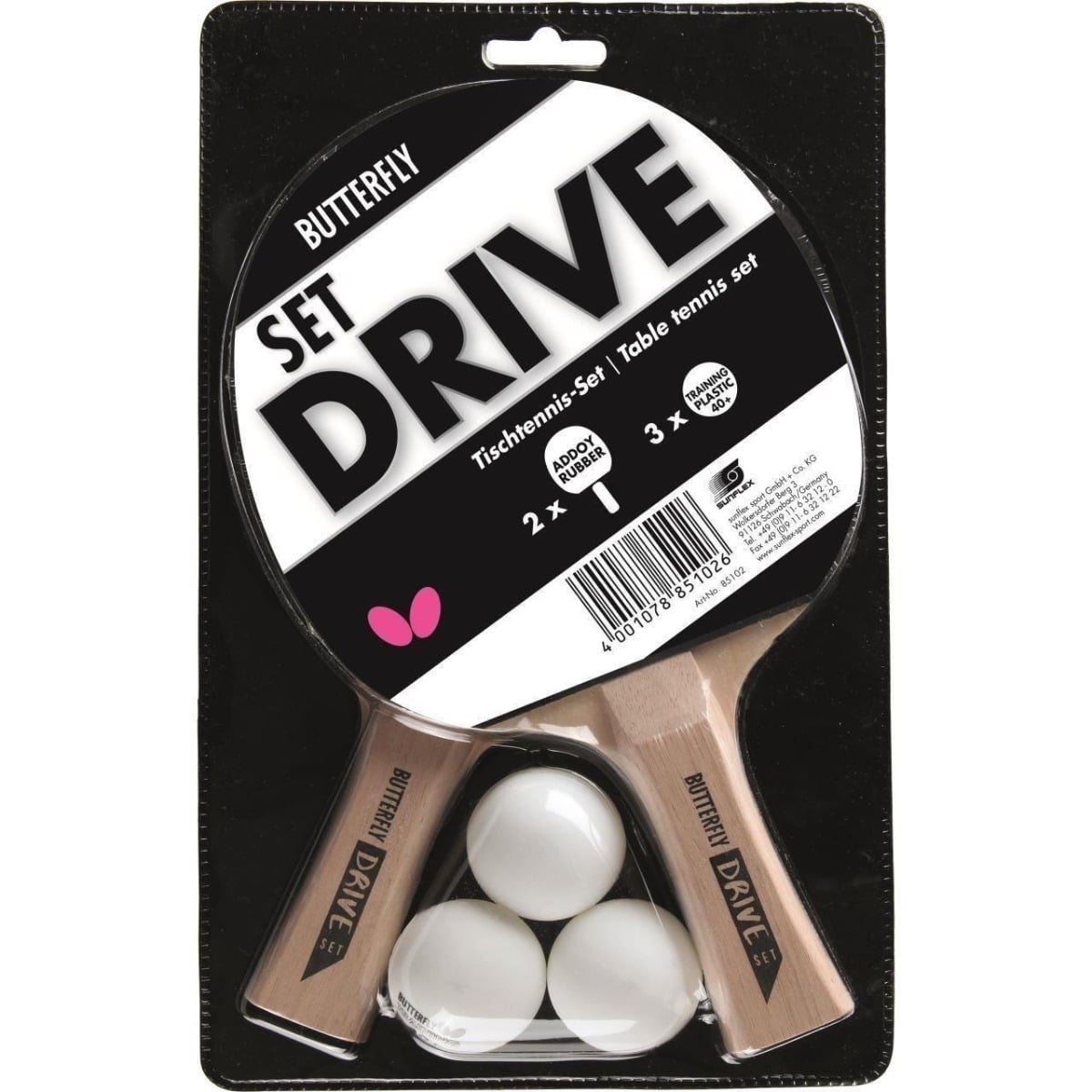 Set 2 palete tenis de masa + 3 mingi Butterfly Drive
