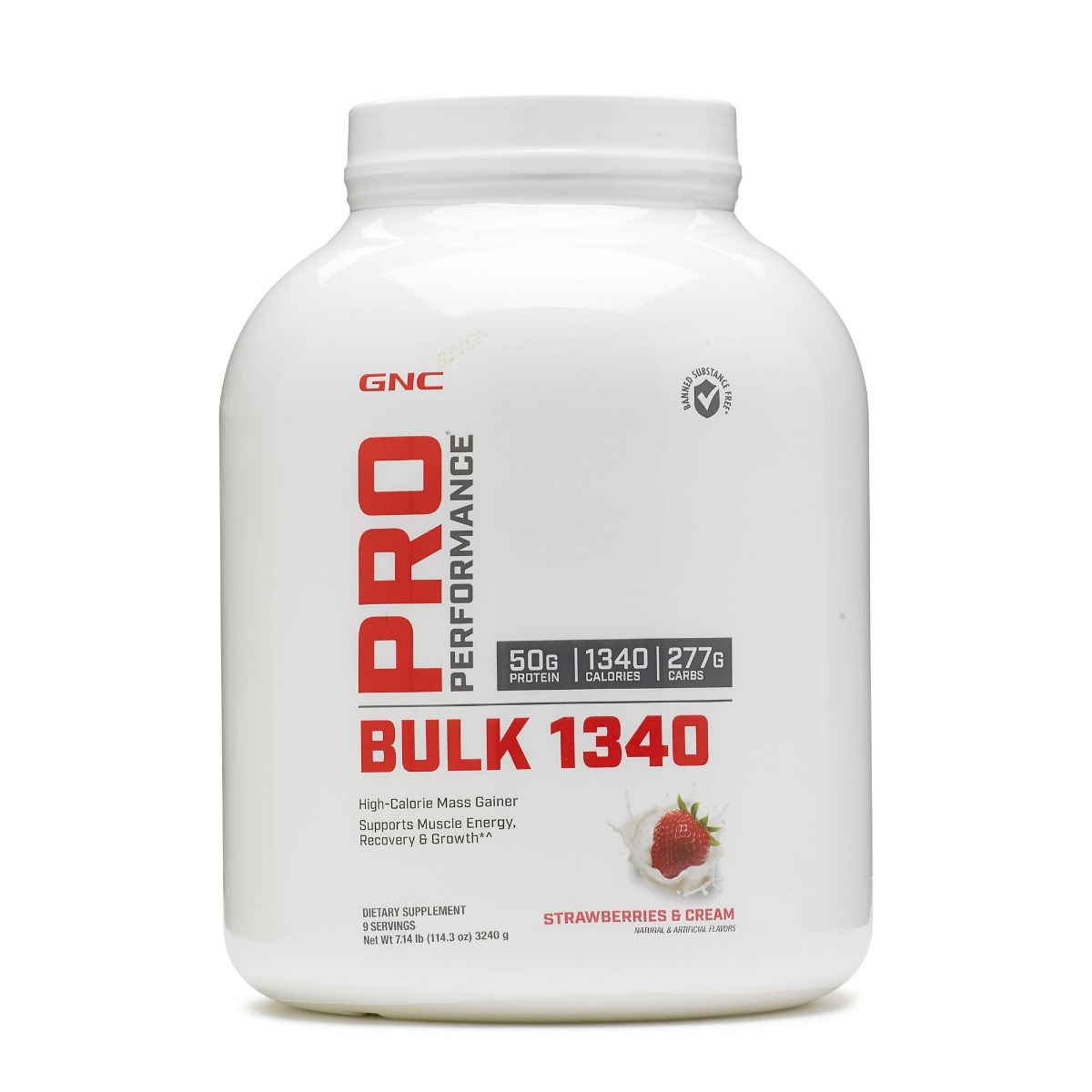 Proteina GNC Pro Performance Bulk 1340 cu aroma de capsuni 3240 g