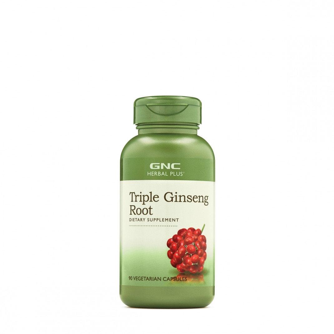 Radacina din trei tipuri de ginseng GNC Herbal Plus Triple Ginseng Root, 90 Cps