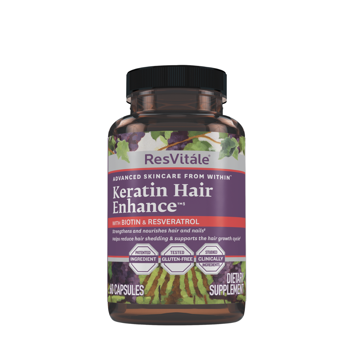 Keratina cu Biotina si Resveratrol Resvitale Keratin Hair Enhance, 60 Cps
