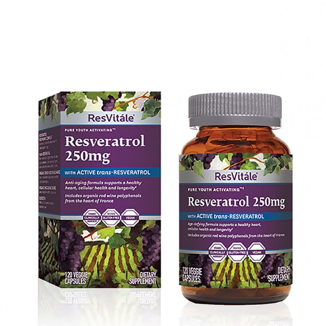 Formula Avansata Triactiv pentru Activarea Genei Longevitatii cu Trans-resveratrol Resvitale Resveratrol 250 Mg cu Quercetina 120 Cps