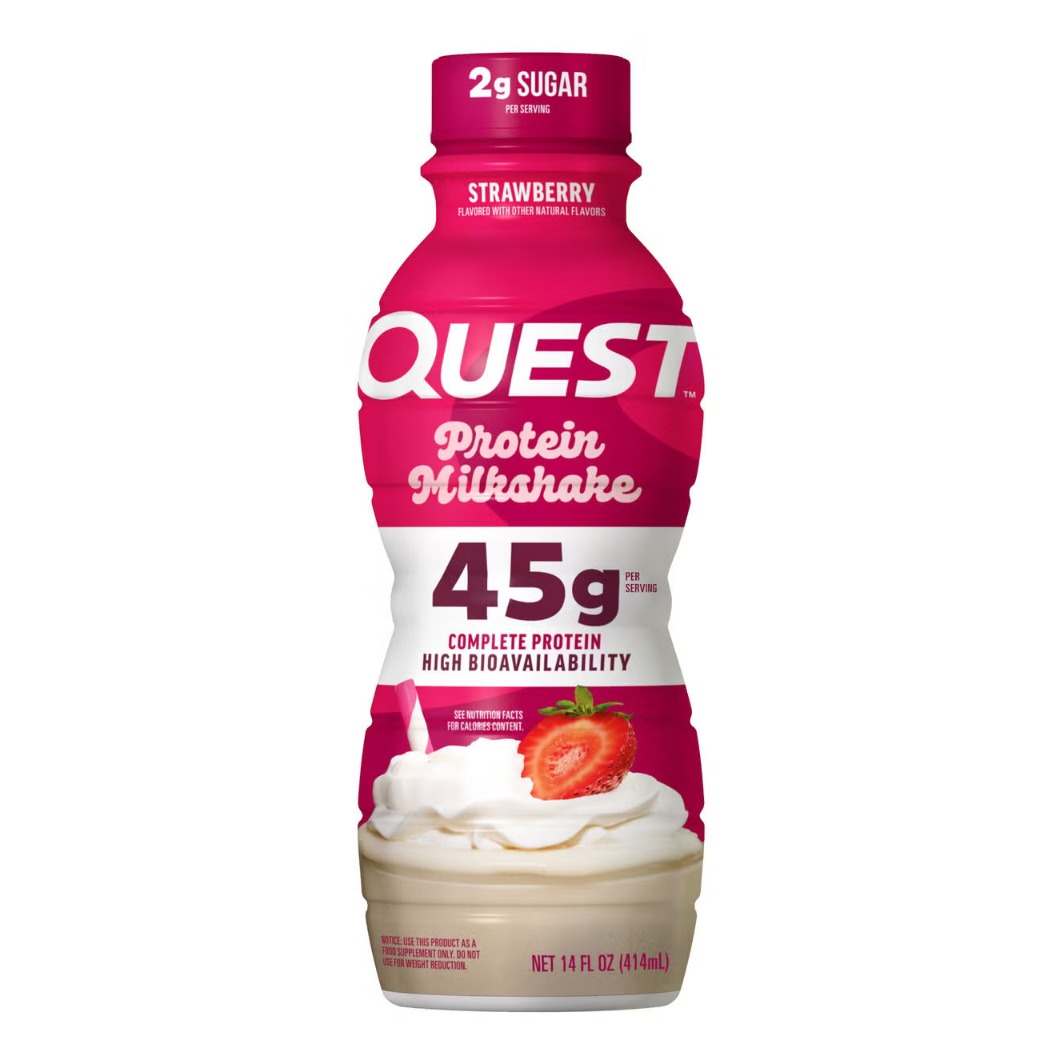 Milkshake proteic cu aroma de capsuni Quest Protein Milkshake Rtd, 414 ml