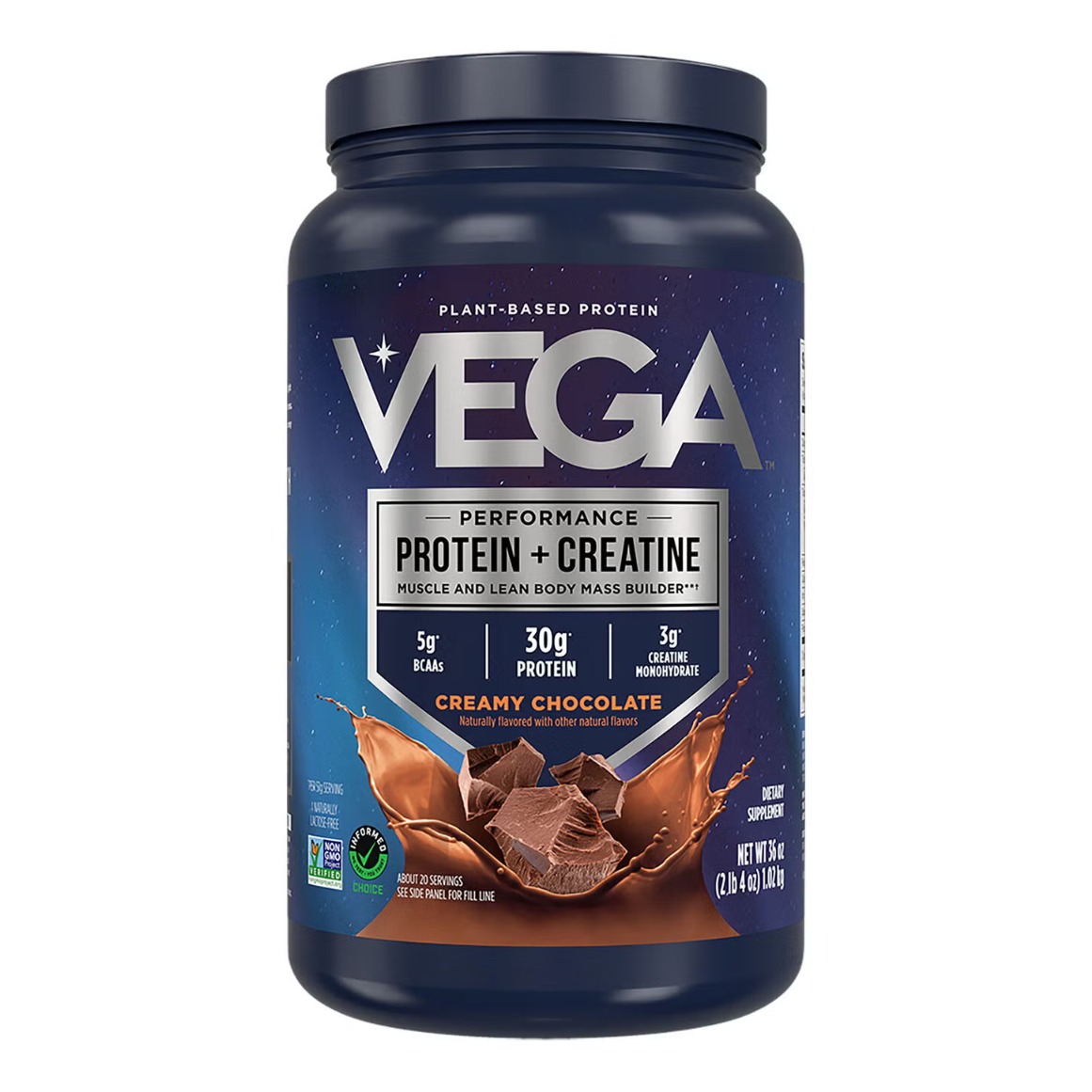 Proteina vegetala + creatina cu aroma de ciocolata Vega Protein + Creatine Chocolate Flavor, 1002 Gr