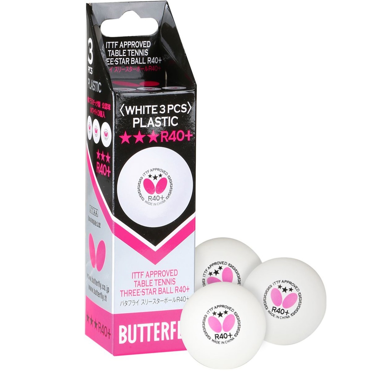 Set 3 mingi tenis de masa Butterfly 3 stele R40+ ITTF