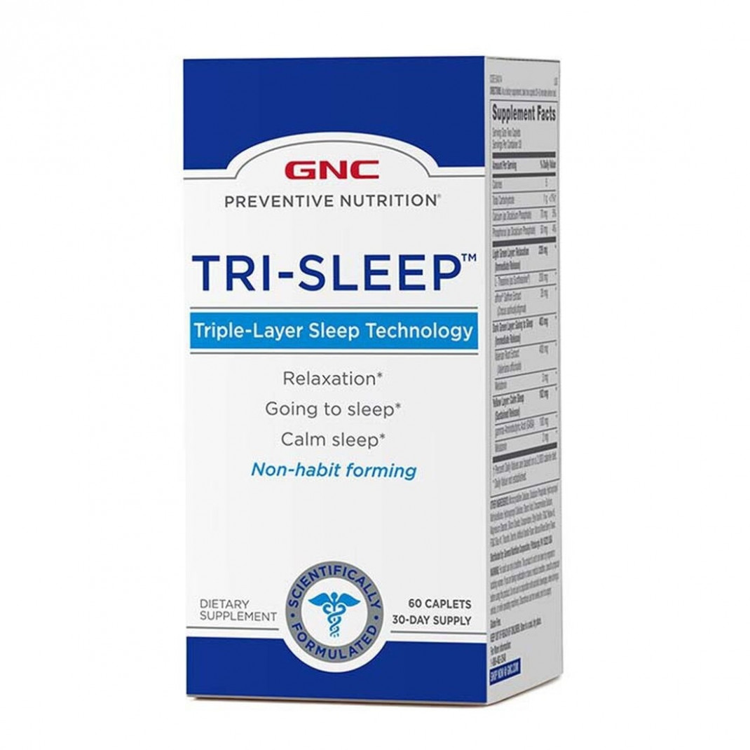 Supliment alimentar GNC Preventive Nutrition Tri-Sleep, formula avansata Triplu-Strat pentru somn, 60 tb