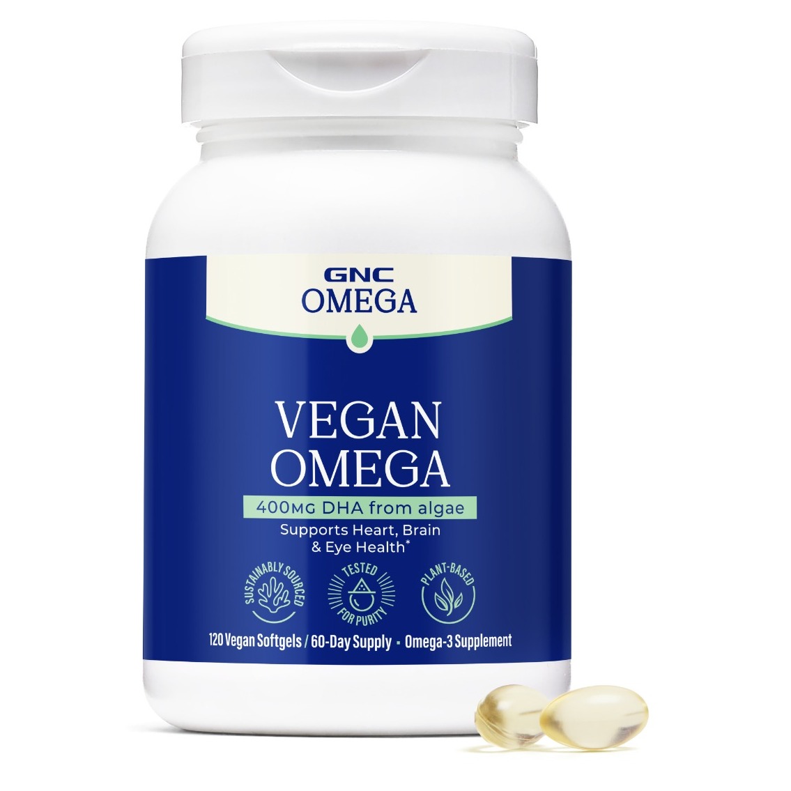 Omega-3 din alge cu 400 MG dha GNC Vegan Omega, 120 cps