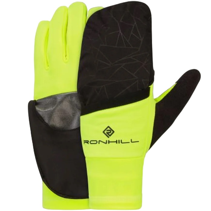 Manusi alergare Ronhill Wind-Block Flip-Negru/Lime-S