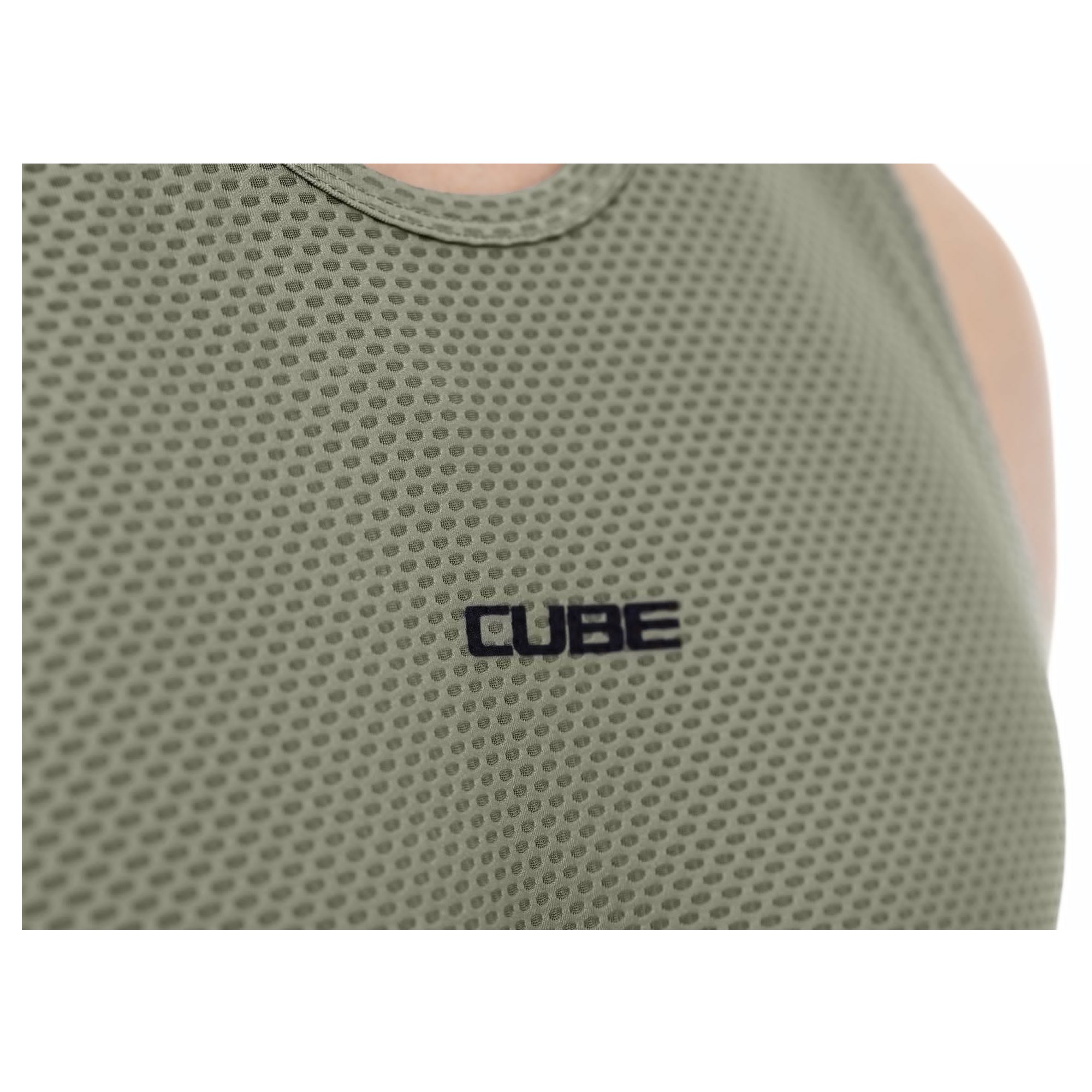 Maiou Cube Baselayer Shirt Mesh Sleeveless Olive