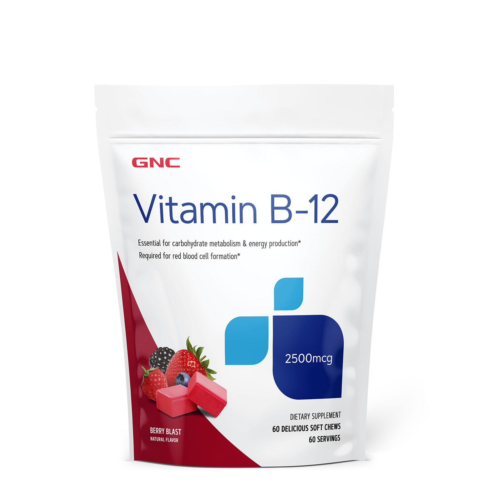 Vitamina B-12 GNC 2500 Mcg, Cu Aroma De Fructe De Padure, 60 Caramele