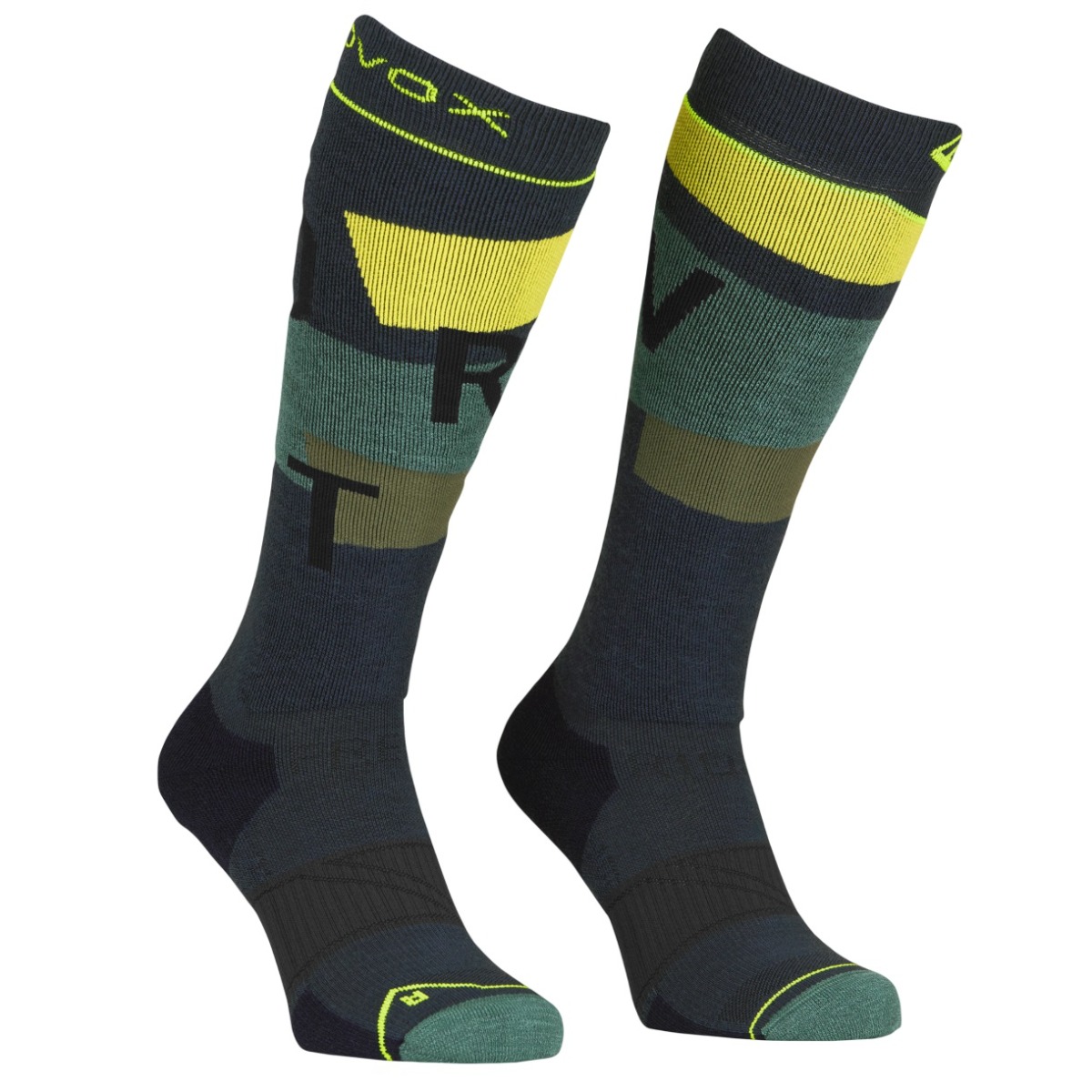 Sosete merino barbati Ortovox Free Ride Long Cozy-Bleumarin/Galben-39-41