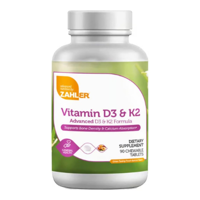 Formula avansata pentru absorbtie superioara Zahler Chewable Vitamin D3 And K2, Vitamina D3+k2 Masticabila 90 tb