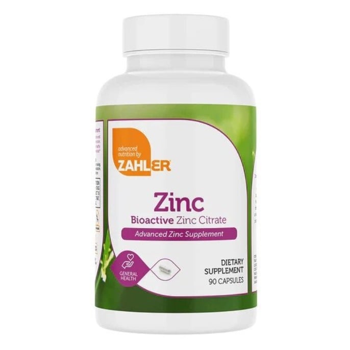 Zinc citrat bioactiv Zahler Zinc, Bioactive Zinc Citrate, Advanced Zinc Supplement 90 tb