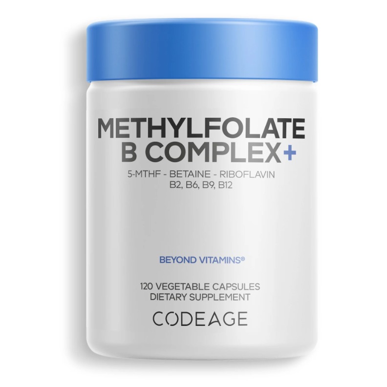 Metabolism si sanatate celulara Codeage Methylfolate B Complex, Forma Bioactiva B Complex Pentru Energie 120 cps