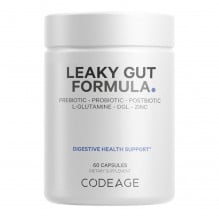 CodeAge Leaky Gut Supplement - L-Glutamine, Prebiotics, Probiotics, Postbiotic 60 cps