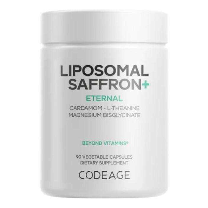 L-teanina si magneziu pentru echilibru zilnic Codeage Liposomal Saffron+, Sofran Lipozomal Premium 90 cps