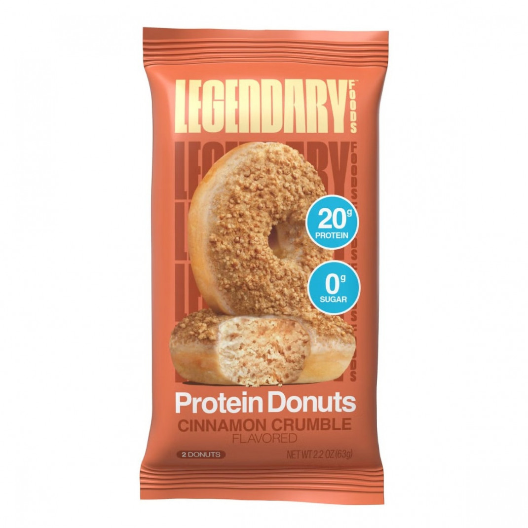 Gogoasa proteica cu aroma de topping crocant cu scortisoara Legendary Foods Protein Donut With Cinnamon Crumble Flavor, 63 Gr