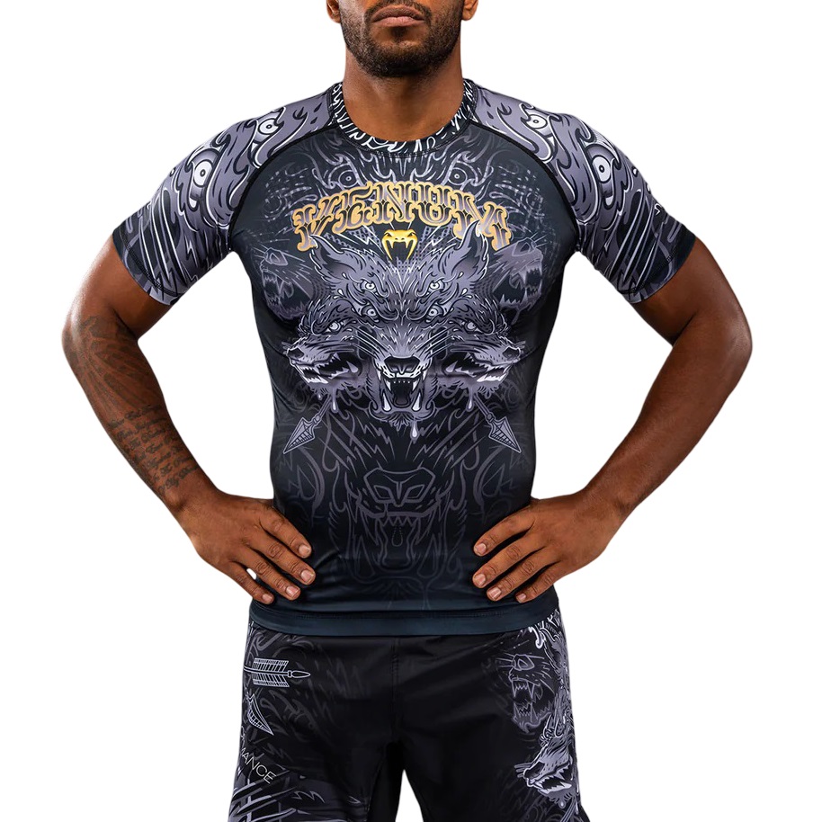 Tricou compresie barbati Venum Wolf Atak-Negru/Gri-S