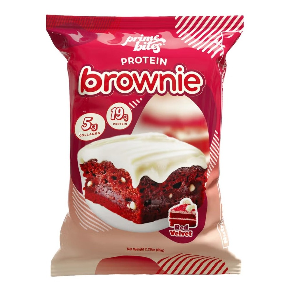 Prajitura proteica cu aroma de red velvet Alpha Prime Protein Brownie, Red Velvet 65 Gr