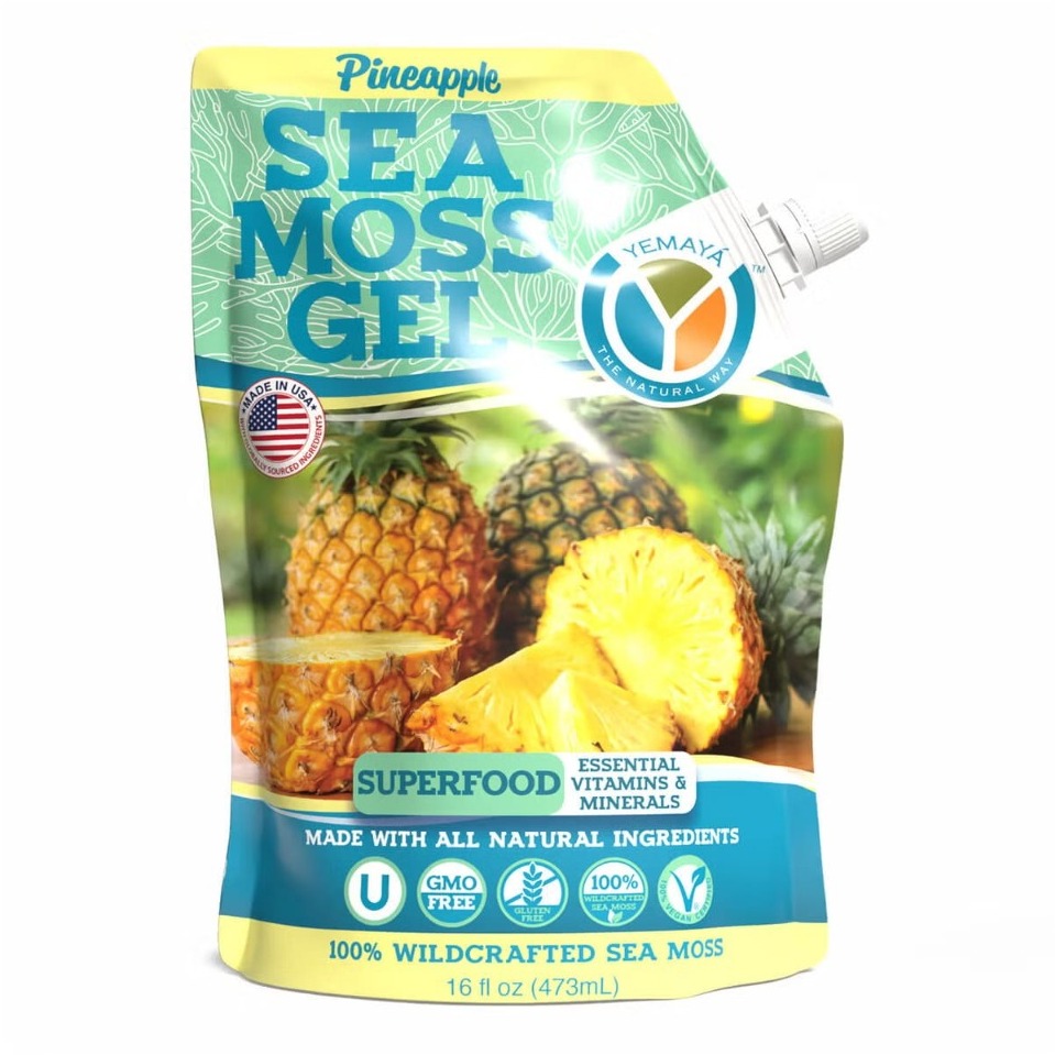 Gel organic yemaya cu muschi de mare cu aroma de ananas Yemaya Organic, Sea Moss Gel 473 ml