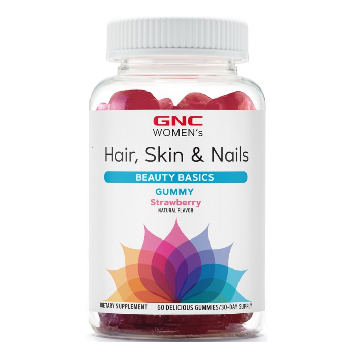 Pielii si unghiilor GNC Women's Hair, Skin & Nails Strawberry, Jeleuri Cu Biotina Si Vitamine Pentru Frumusetea Parului 60 jeleuri