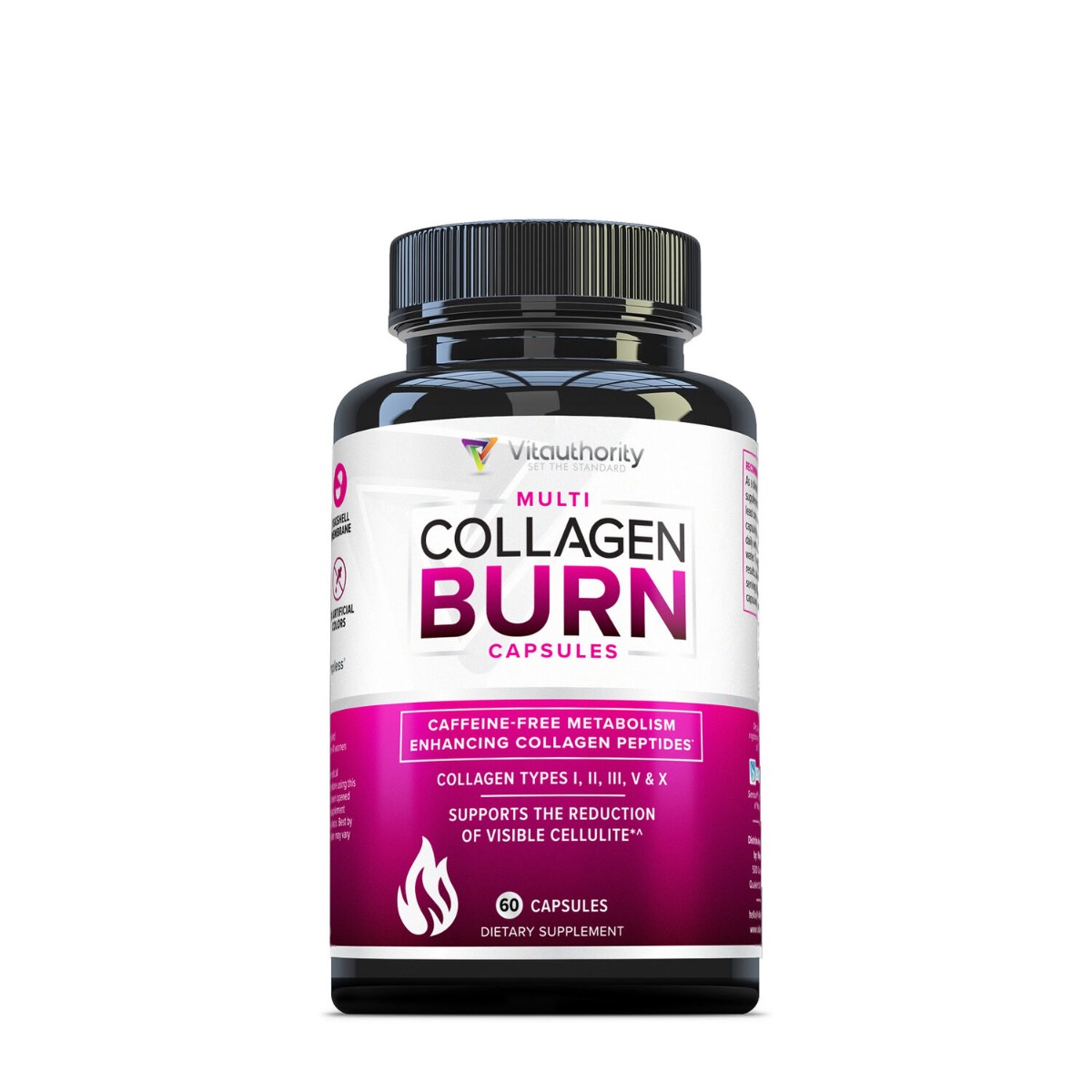 Formula pentru Reducerea Celulitei si Arderea Grasimilor Vitauthority - Multi Collagen Burn: Caffeine-free Metabolism Enhancing Collagen Peptides 60 Cps