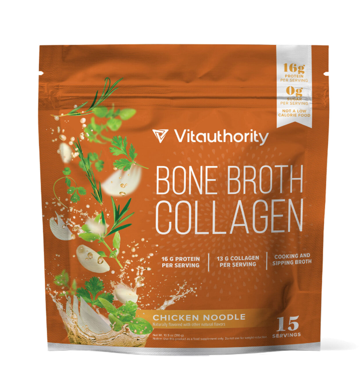 Vitauthority Bone Broth Collagen cu Aroma Naturala de Supa de Pui 310 G