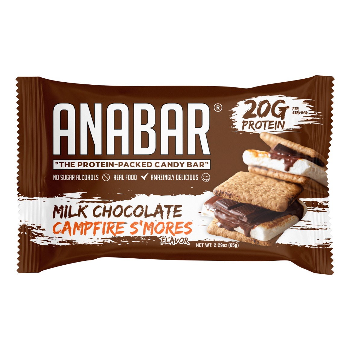 Baton proteic cu aroma de ciocolata cu lapte si bezele Anabar Protein Candy Bar - S'mores, 65 Gr