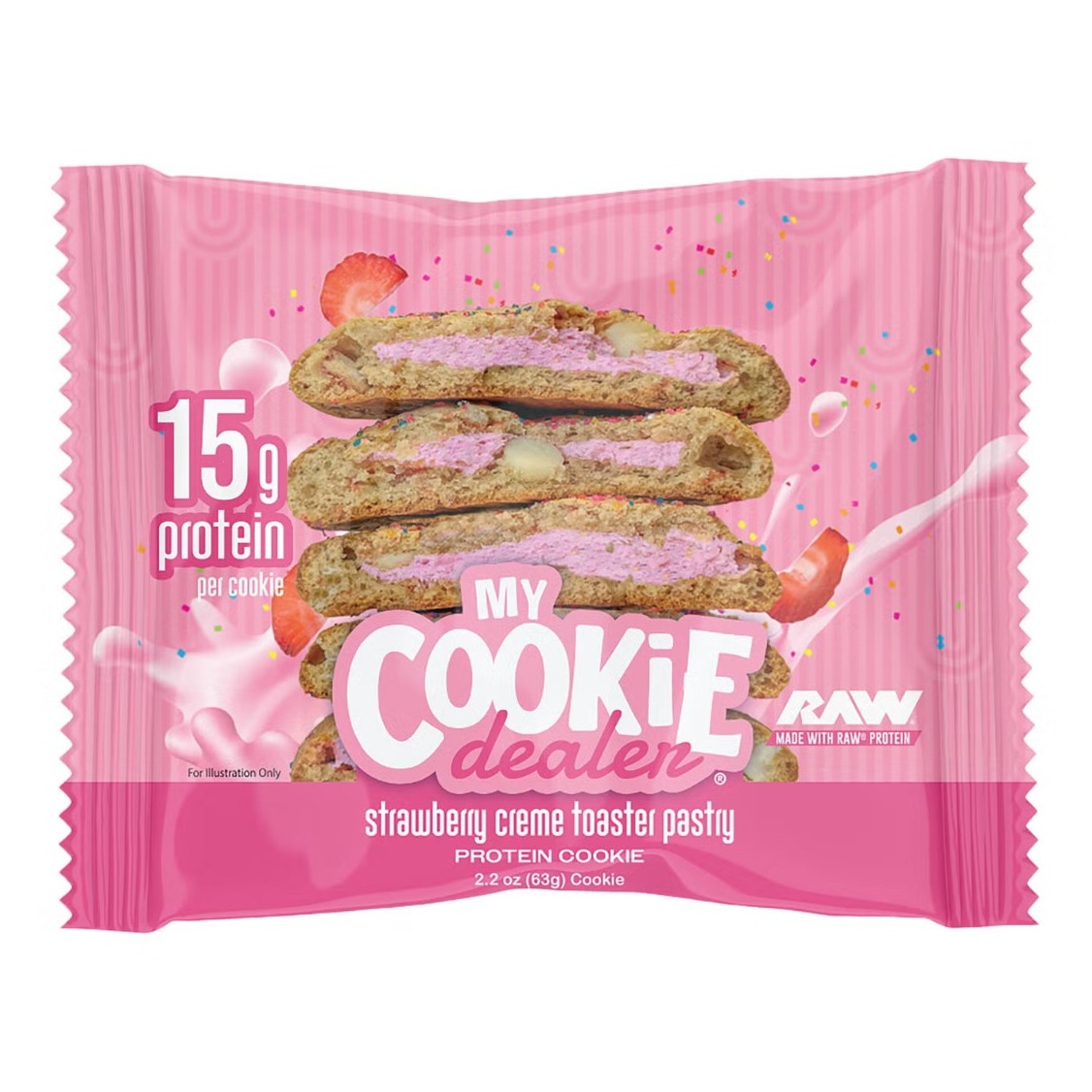 Biscuit proteic cu aroma de prajitura cu crema de capsuni My Cookie Dealer Protein Cookie, Strawberry Creme Toaster Pastry 63 Gr