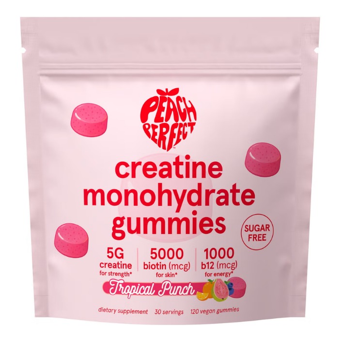 Jeleuri cu aroma de fructe tropicale Peach Perfect – Creatine Monohydrate Gummies, Creatina Monohidrata 120 jeleuri vegane