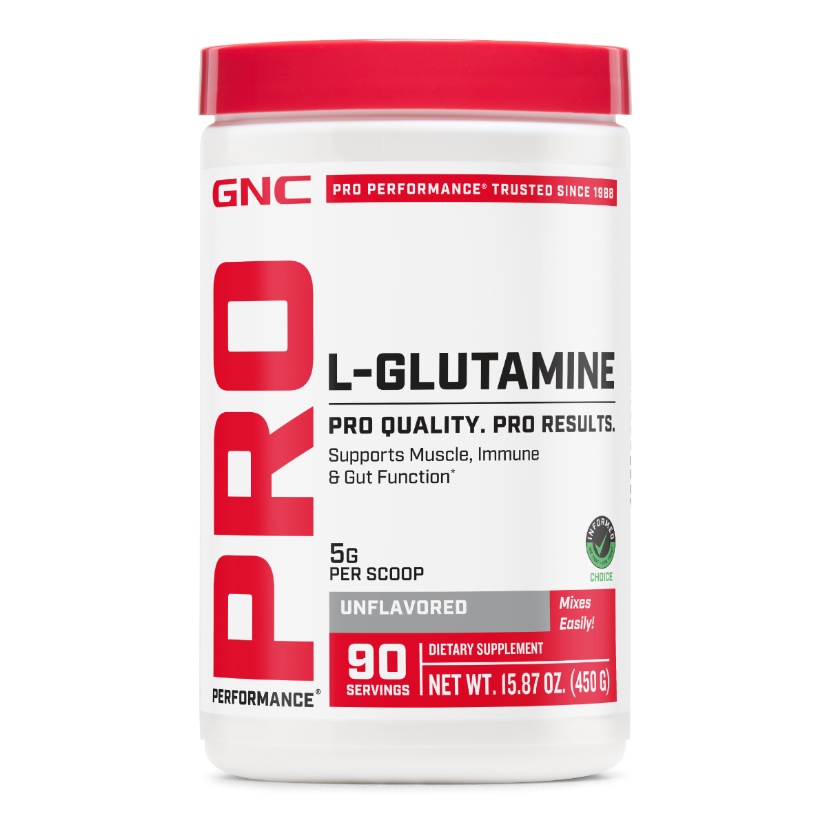 L-glutamina micronizata GNC Pro Performance Micronized L-Glutamine 5000 Mg, Pudra Fara Aroma, 450 G