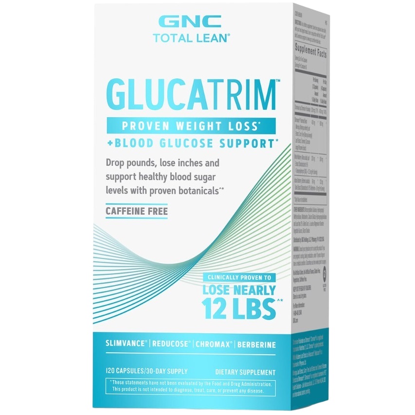 Supliment alimentar GNC Total Lean GlucaTrim Proven Weight Loss + Blood Glucose Support, Formula Avansata pentru Slabit, 120 capsule