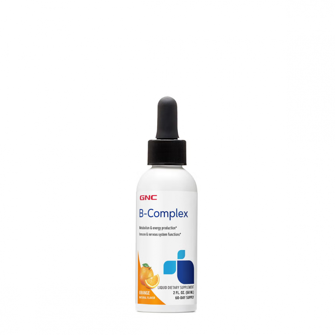 Complex de vitamine B lichid GNC B-Complex, Cu Aroma Naturala De Portocale, 60 Ml