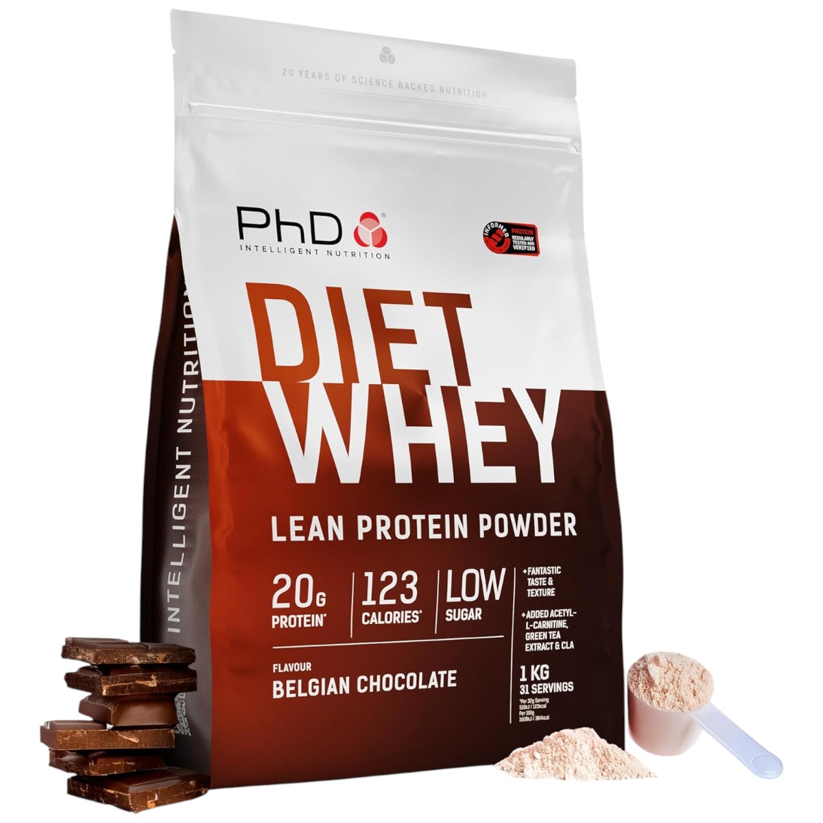Proteina Diet Whey PhD Aroma de Ciocolata Belgiana, 1kg