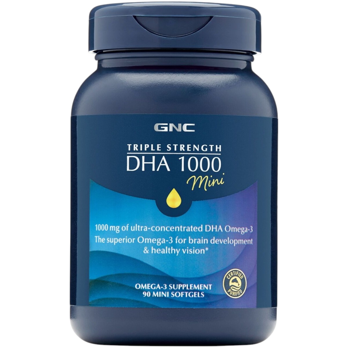Supliment alimentar GNC Triple Strength DHA 1000 Mini, Acizii Grasi DHA Omega-3 Mini , 90 cps