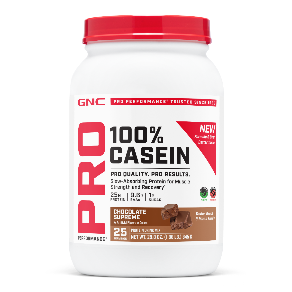 Cazeina GNC Pro Performance 100% Casein, Cu Aroma De Ciocolata, Testata Antidoping, 980g