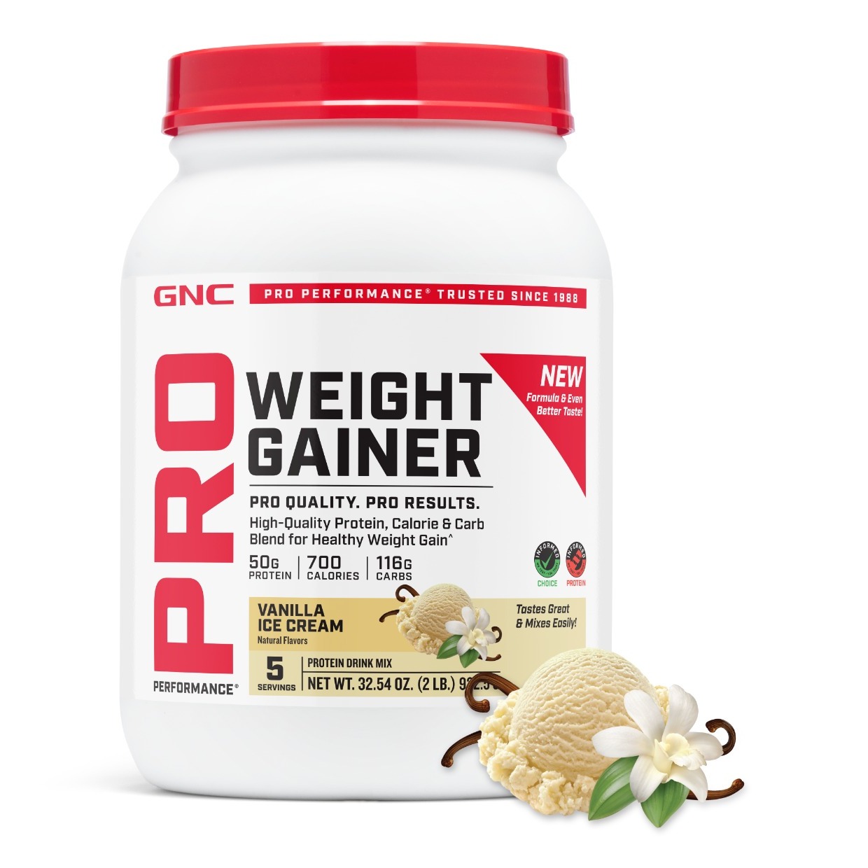 Testata antidoping GNC Pro Performance Weight Gainer, Formula Proteica Pentru Crestere In Greutate, Cu Aroma De Vanilie 922.5 Gr