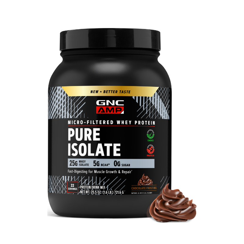 Proteina izolata din zer GNC Amp Pure Isolate, Cu Aroma De Inghetata De Ciocolata, 721.6 G
