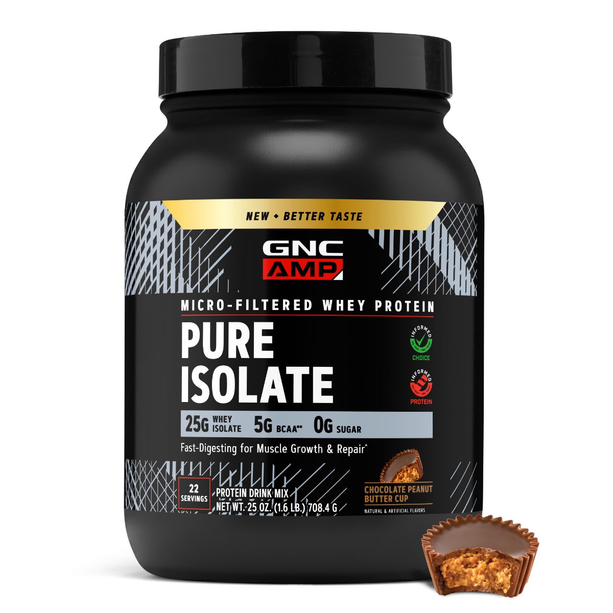 Proteina Izolata din Zer Gnc Amp Pure Isolate cu Aroma de Ciocolata si Unt de Arahide 708.4 G
