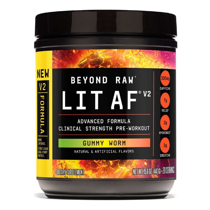 Cu aroma de jeleuri GNC Beyond Raw Lit Af V2, Formula Avansata De Pre-workout 442 Gr