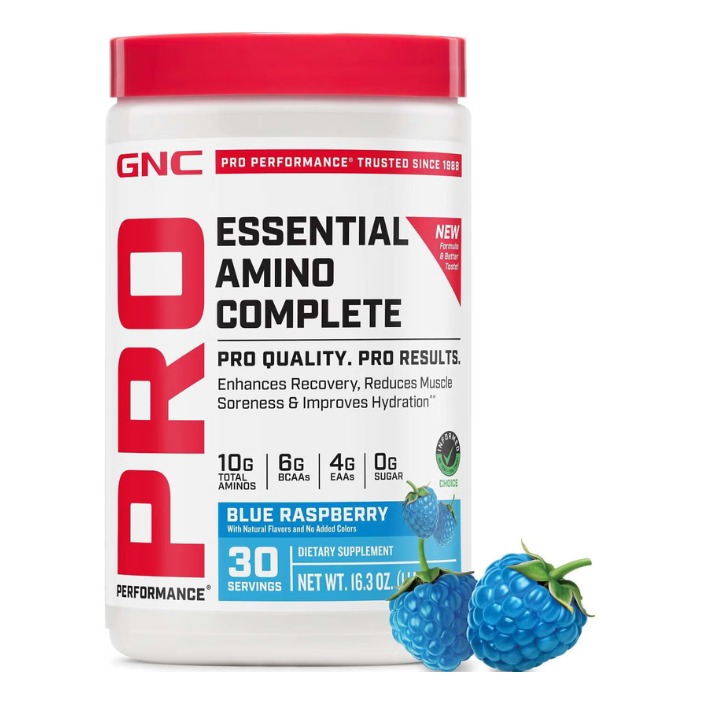 Aminoacizi cu aroma de zmeura albastra GNC Pro Performance Essential Amino Complete, 462 Gr