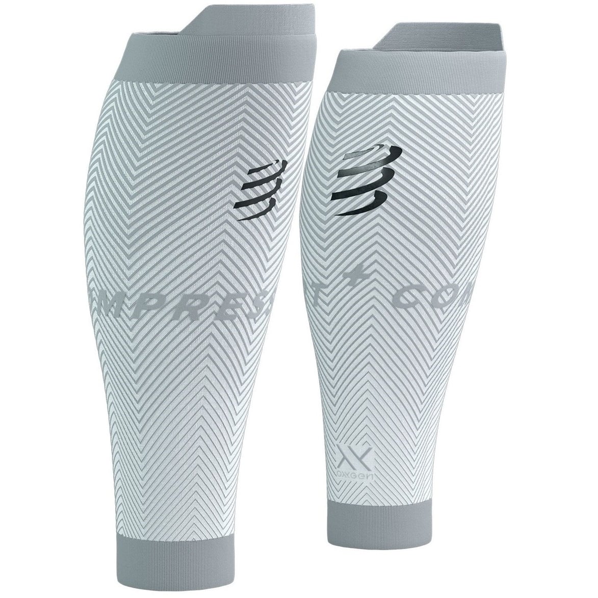 Jambiere compresie Compressport R2 Oxygen-Alb/Gri-T1