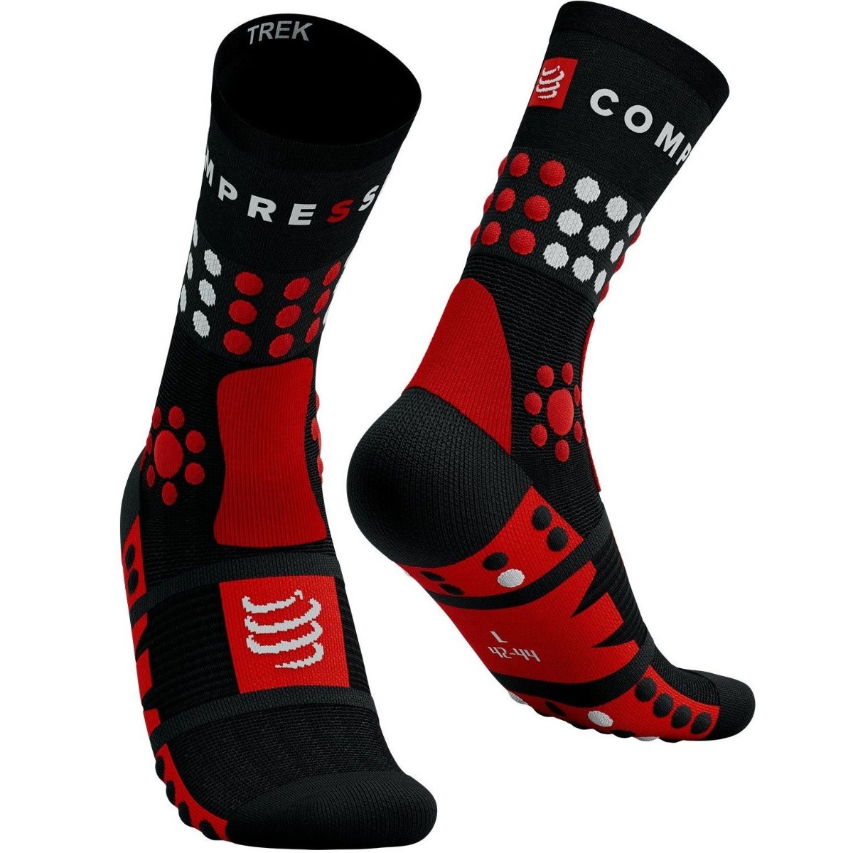 Sosete compresie Trekking Compressport-Negru/Rosu-T2