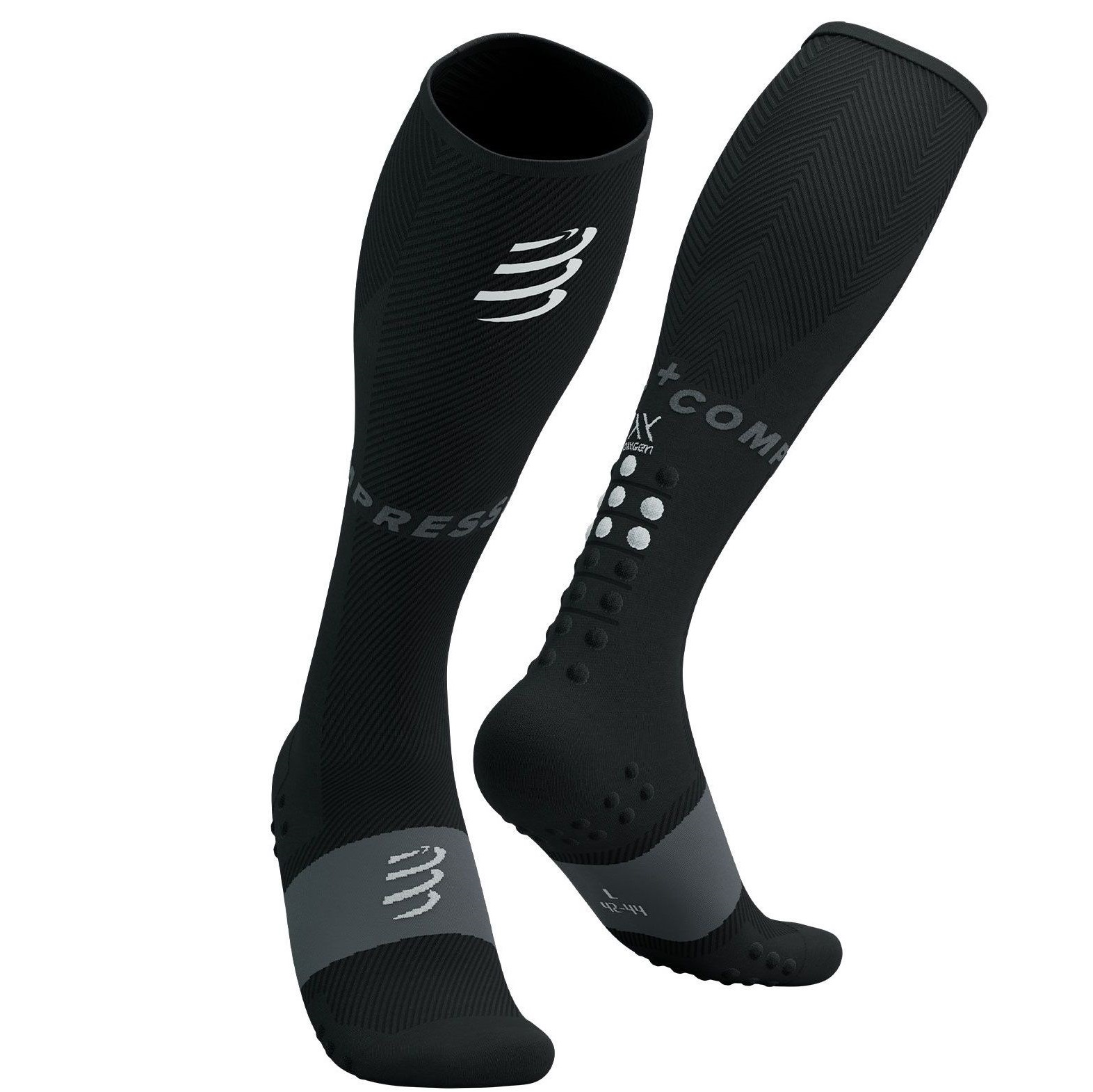 Sosete compresie alergare Compressport Full Oxygen-Negru/Gri-T4