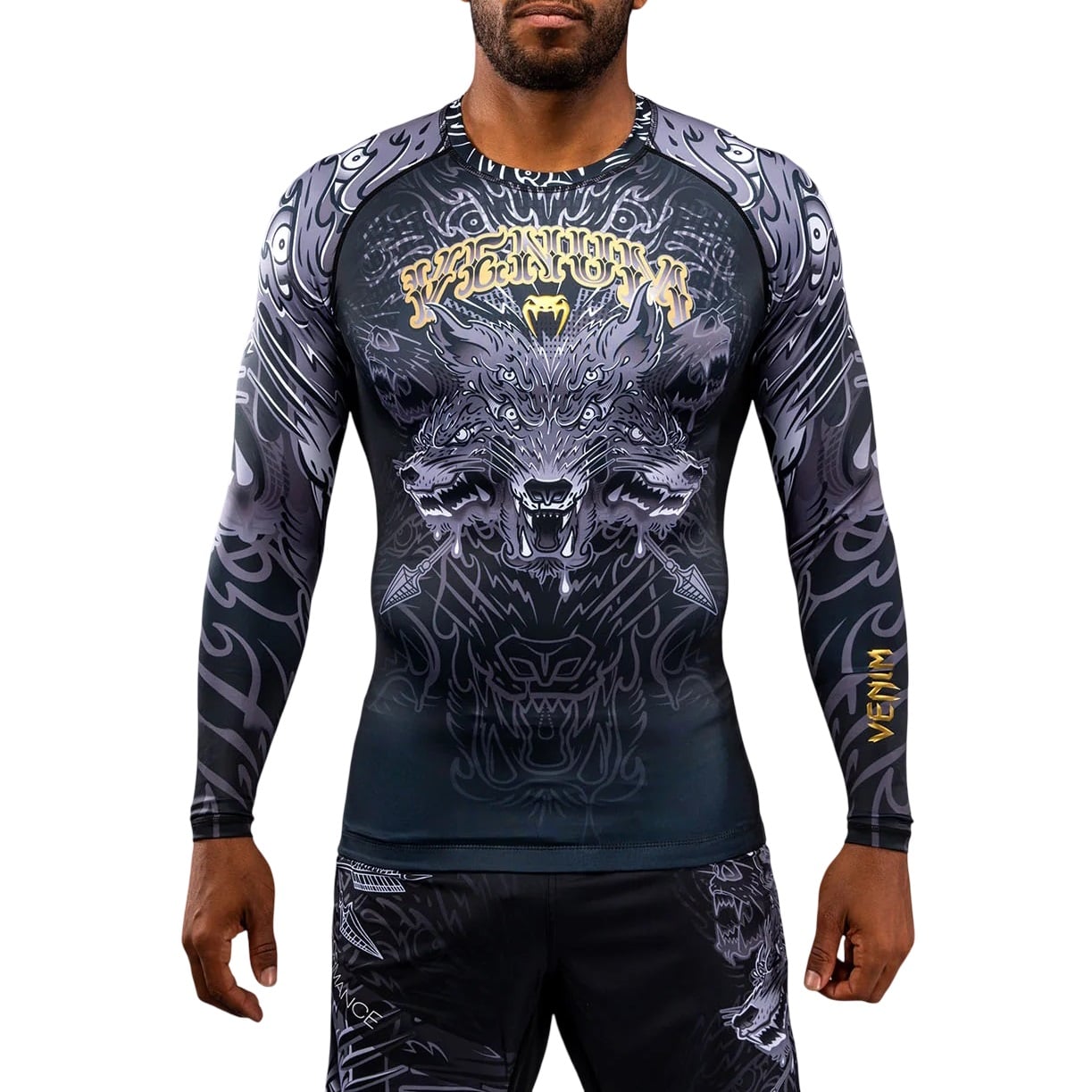 Bluza compresie barbati Venum Wolf Atak-Negru/Gri-S