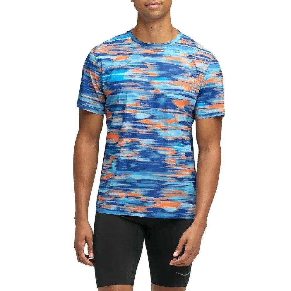 Tricou alergare barbati Hoka Airolite Short Sleeve 2.0 FW 2025-Albastru/Portocaliu-XS