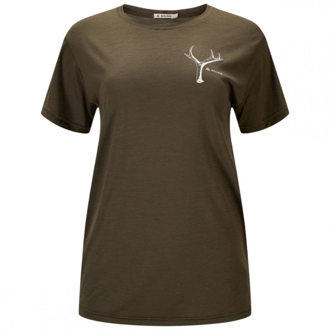 Tricou merino dama Aclima LightWool 140 Classic Antler Print Horn