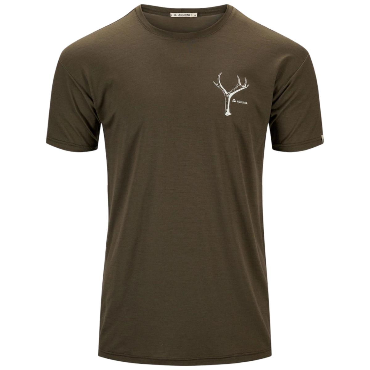 Tricou merino barbati Aclima LightWool 140 Classic Antler Print Horn