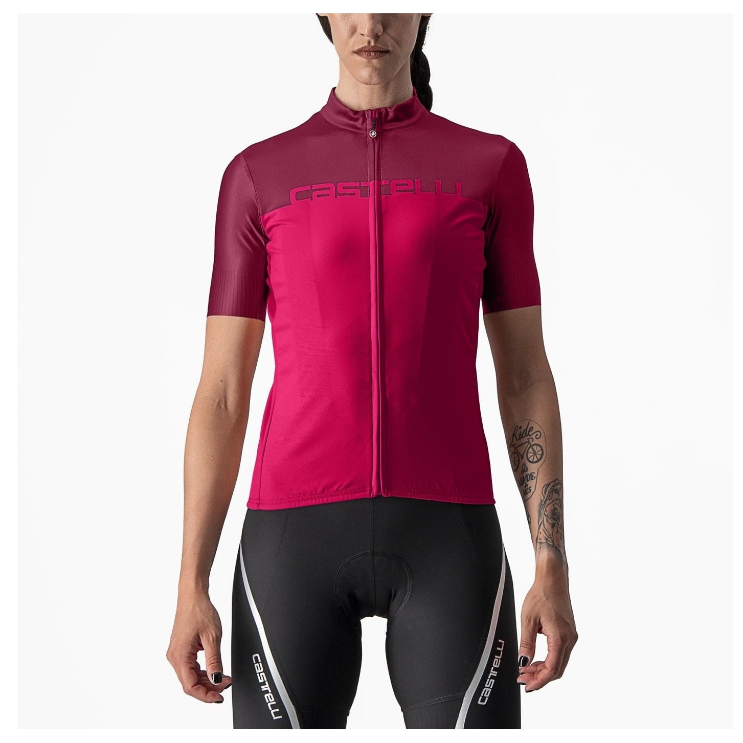 Tricou Cu Maneca Scurta Castelli Velocissima De Dama Rosu/Visiniu-XS