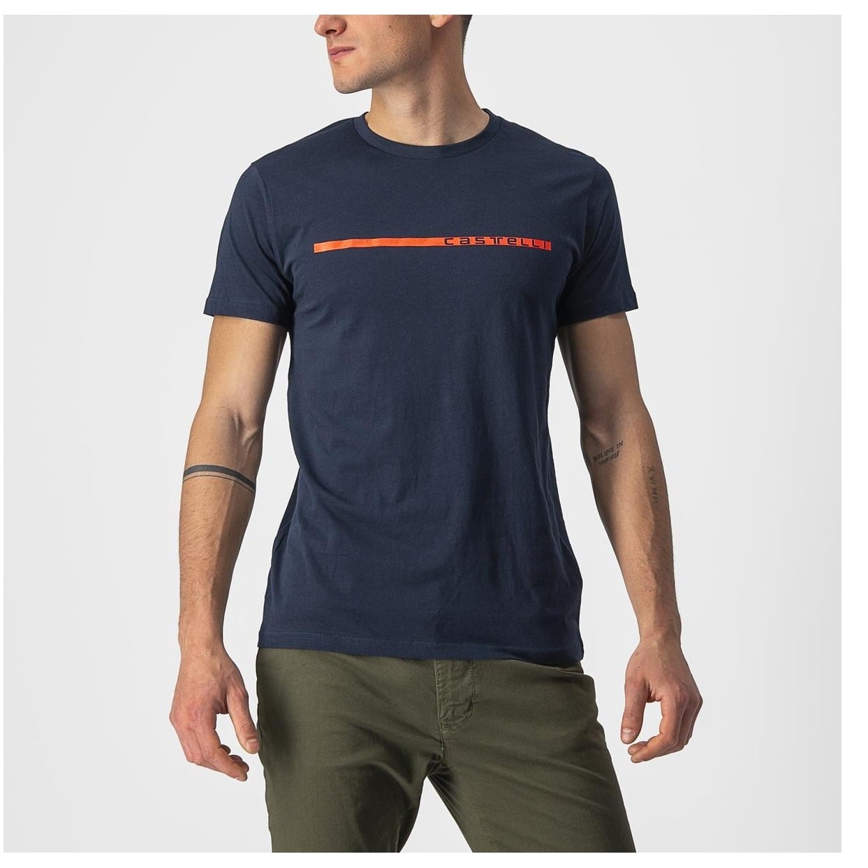 Tricou Casual Castelli Ventaglio Tee Bleumarin/Portocaliu-XXL